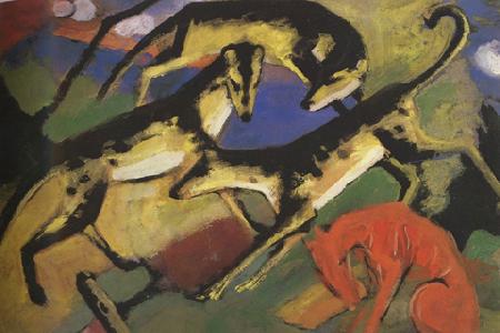 Franz Marc Playing Dogs (mk34) Germany oil painting art